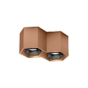 Wever & Ducré Downlight HEXO 2.0 - PAR16 2-vlams, hoekig, zonder reflector GU10 IP20, koper dimbaar