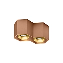 Wever & Ducré Downlight HEXO 2.0 - PAR16 2-vlams, hoekig, zonder reflector GU10 IP20, koper dimbaar
