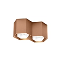 Wever & Ducré Downlight HEXO 2.0 - PAR16 2-vlams, hoekig, zonder reflector GU10 IP20, koper dimbaar