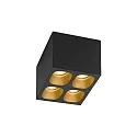 LED Ceiling luminaire PIRRO 4.1, 4 spots square, 4x 4.5W 2700K, CRi >90, dimmable, black gold