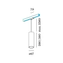 Wever & Ducré 3-fase pendelarmatuur RAY ON TRACK 3.0 - PAR16 cilindrisch, lang, met adapter GU10 IP20, mat, gitzwart dimbaar