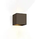 Wandarmatuur voor buitenshuis BOX 2.0 up down, cubusvorm, instelbaar IP65, brons dimbaar